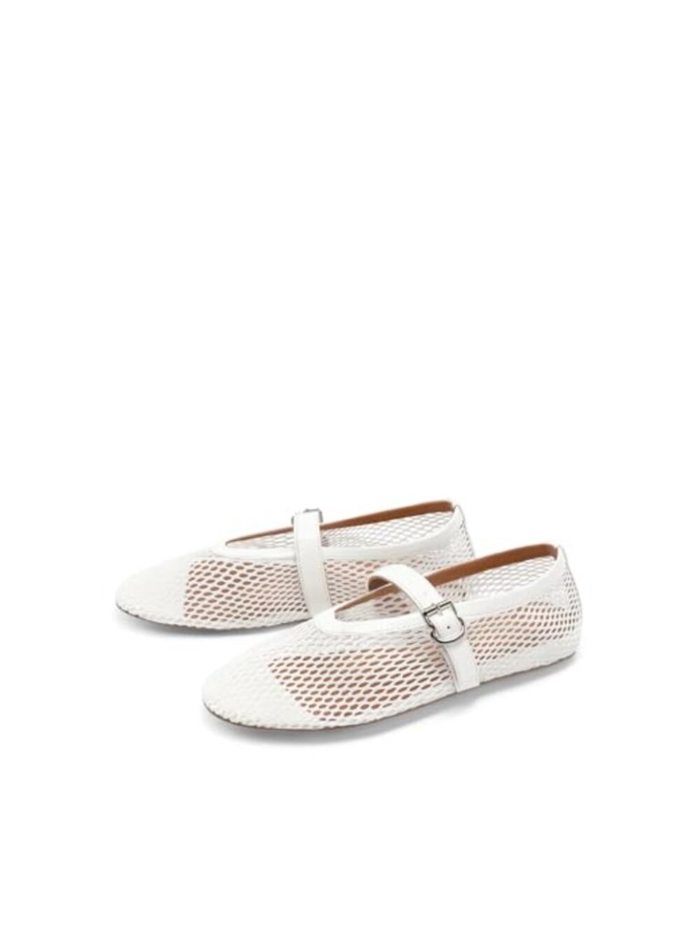 Women's Mesh Ballet Flats Fishnet Mary Jane Buckle Round Toe Dressy Casual